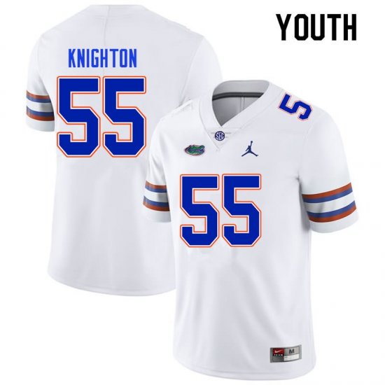 Youth Florida Gators #55 Hayden Knighton NCAA Nike White Authentic Stitched College Football Jersey ZXC3862MN